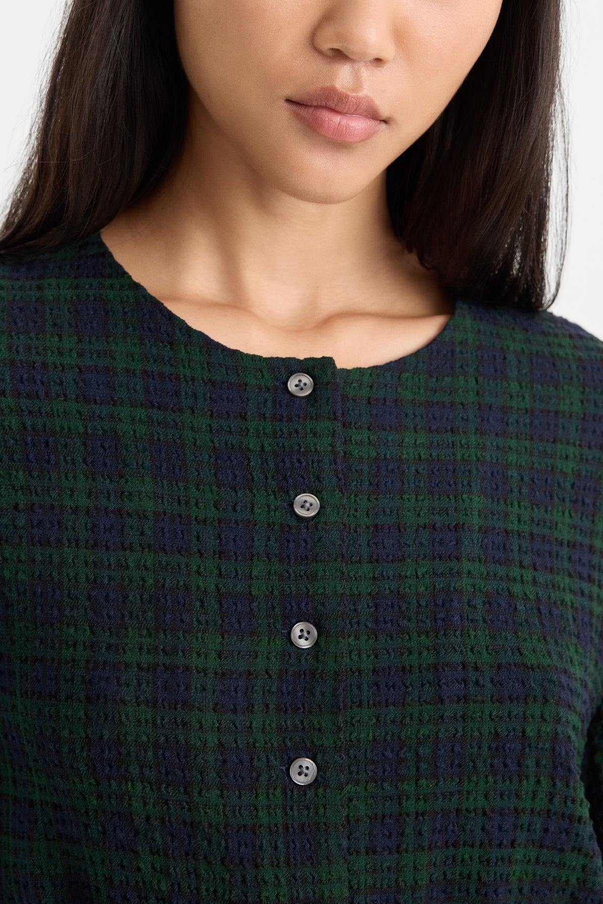 THE CRINKLE CINCHED SHIRT | FOREST PLAID