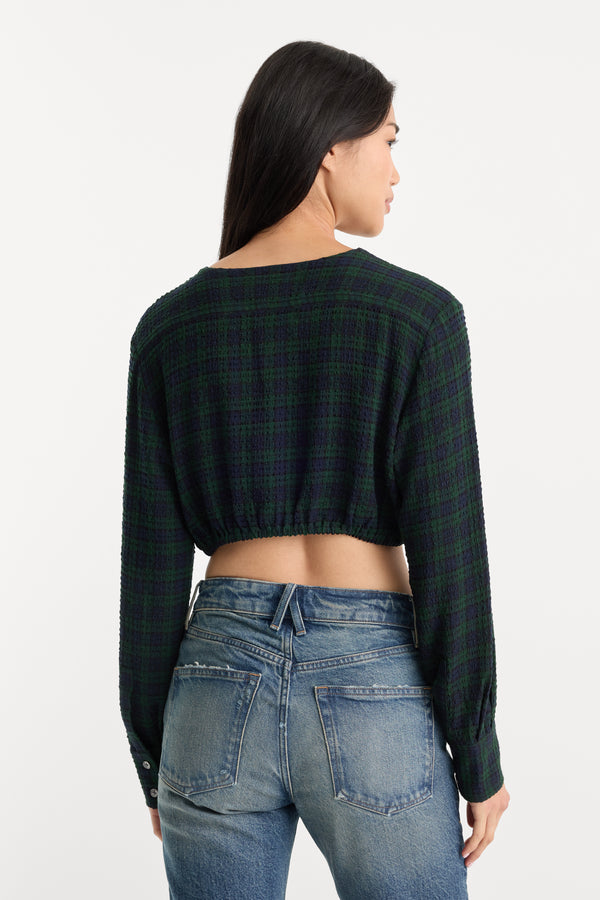 THE CRINKLE CINCHED SHIRT | FOREST PLAID