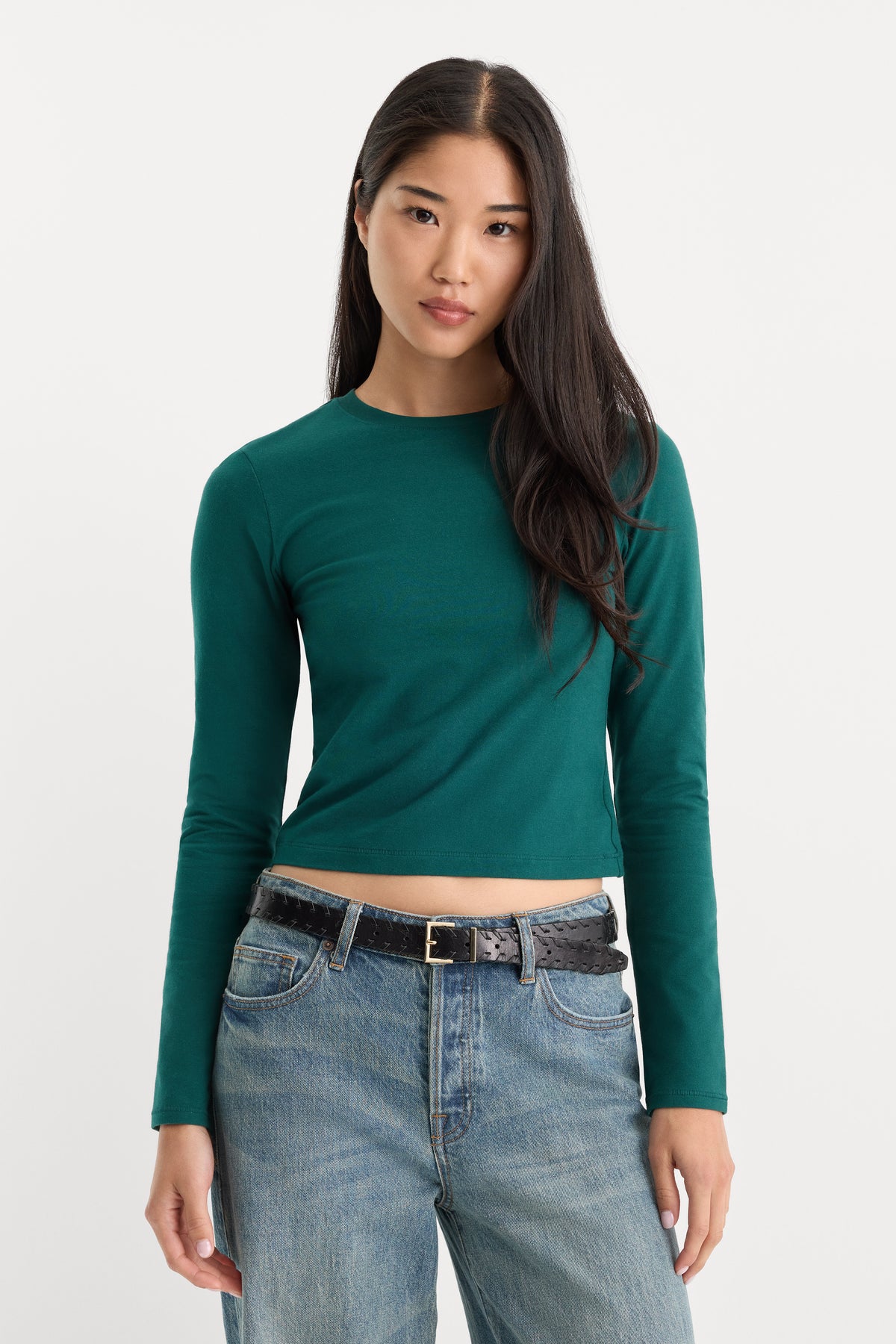 THE LONG SLEEVE BABY TEE | FOREST GREEN