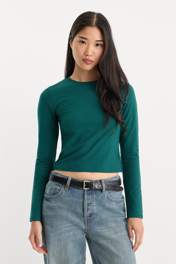 THE LONG SLEEVE BABY TEE | FOREST GREEN