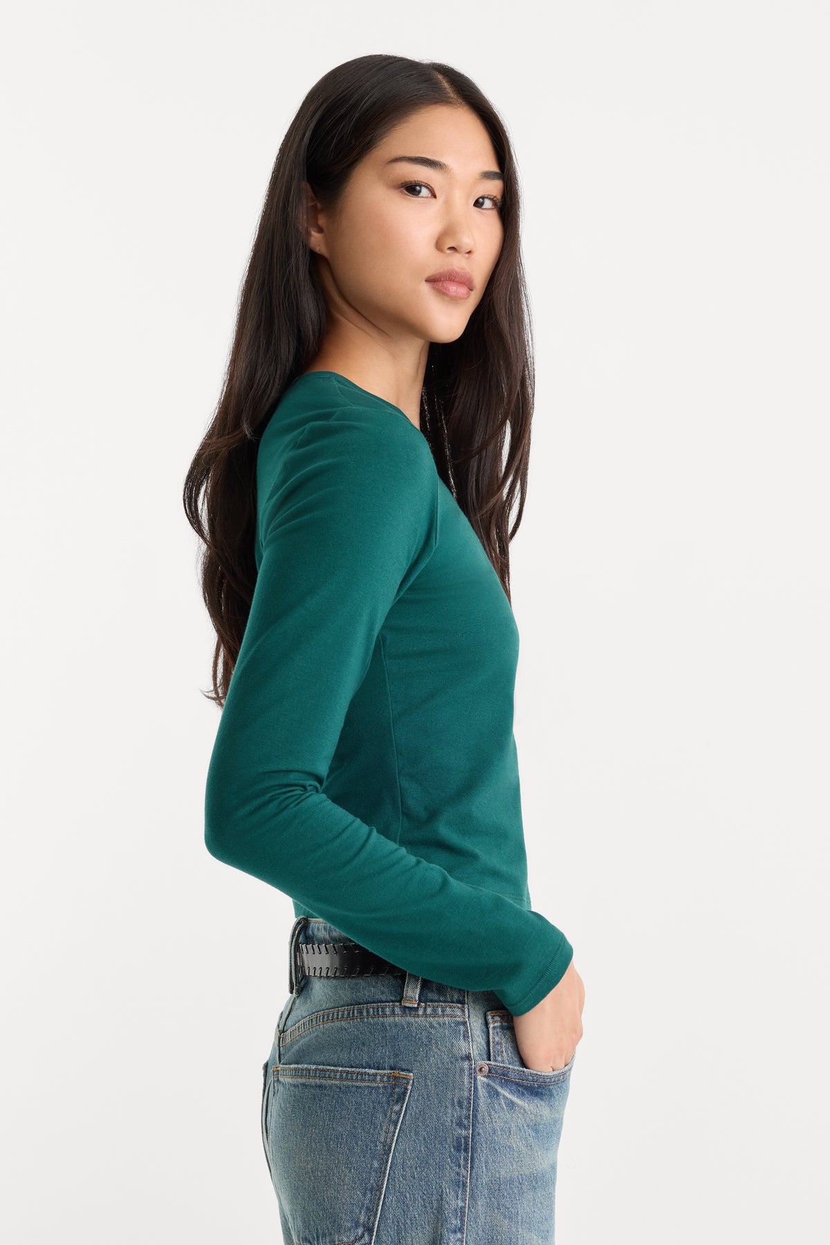 THE LONG SLEEVE BABY TEE | FOREST GREEN