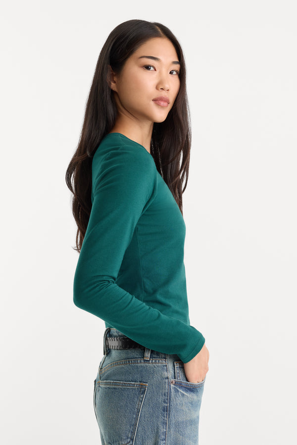 THE LONG SLEEVE BABY TEE | FOREST GREEN