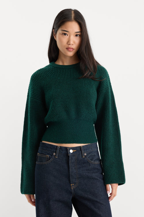 THE CHUNKY KNIT SWEATER | FOREST GREEN