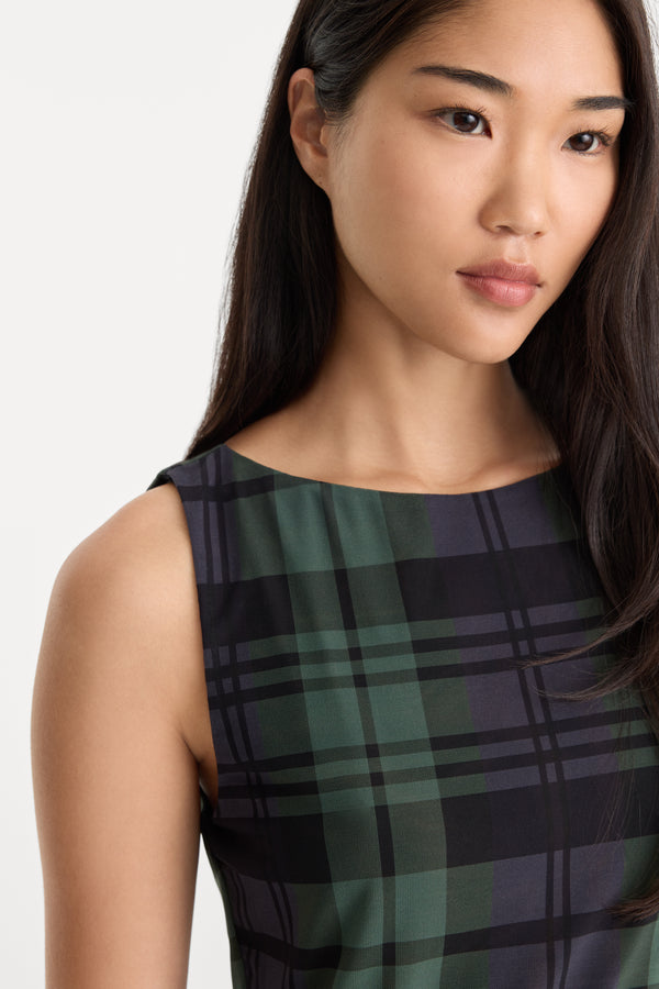 THE MESH MINI DRESS | NAVY AND GREEN PLAID