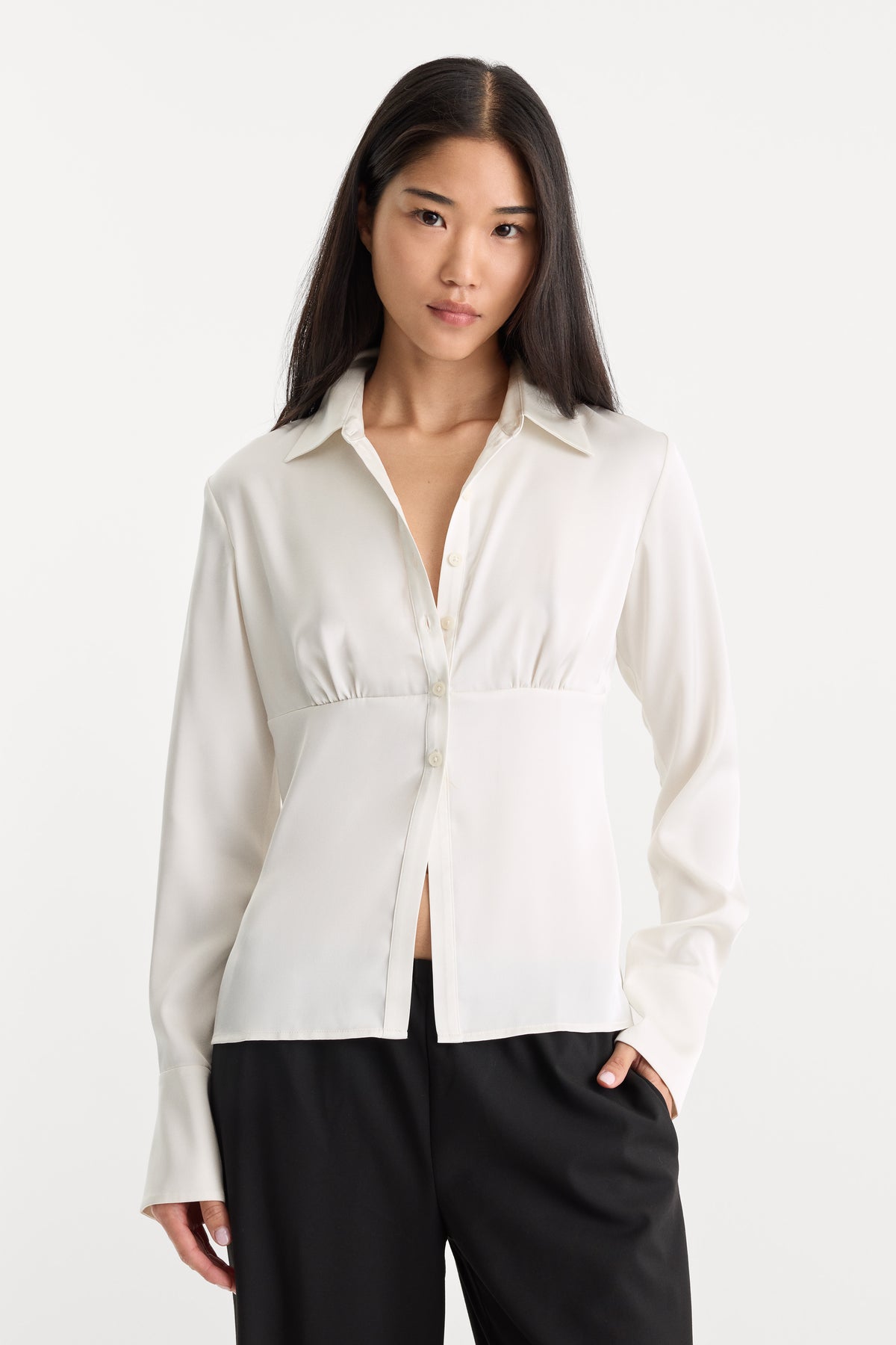 THE SATIN FEMME SHIRT | CHALK