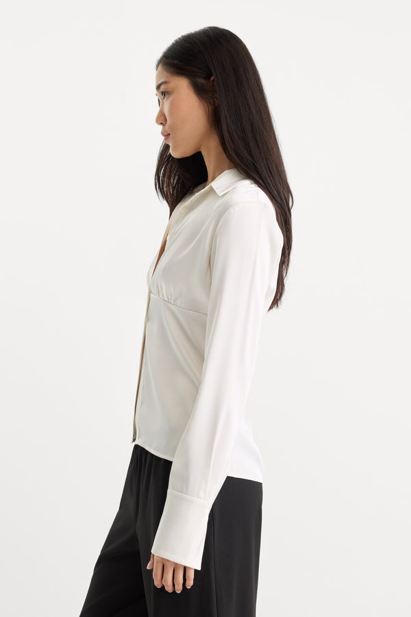 THE SATIN FEMME SHIRT | CHALK