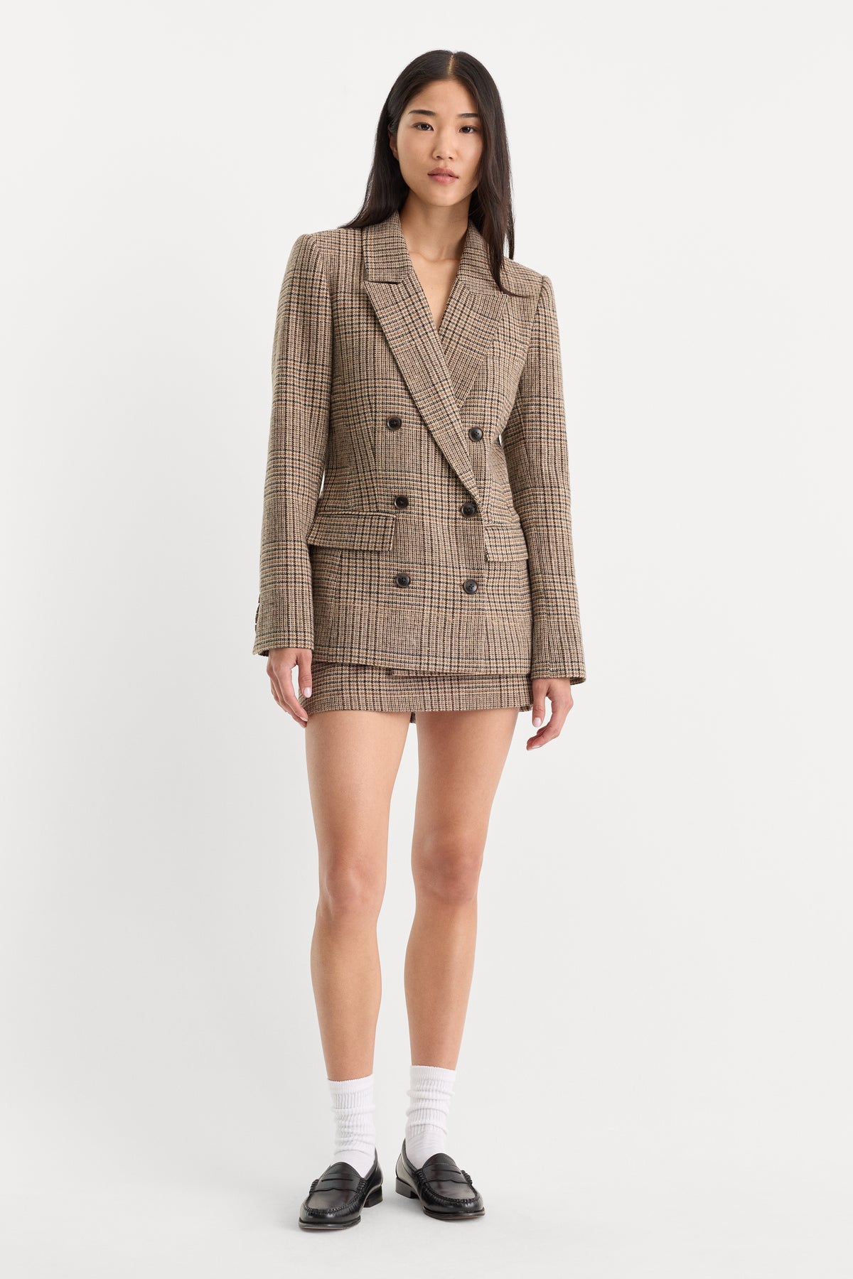 THE DOUBLE BREASTED BLAZER | BROWN PLAID