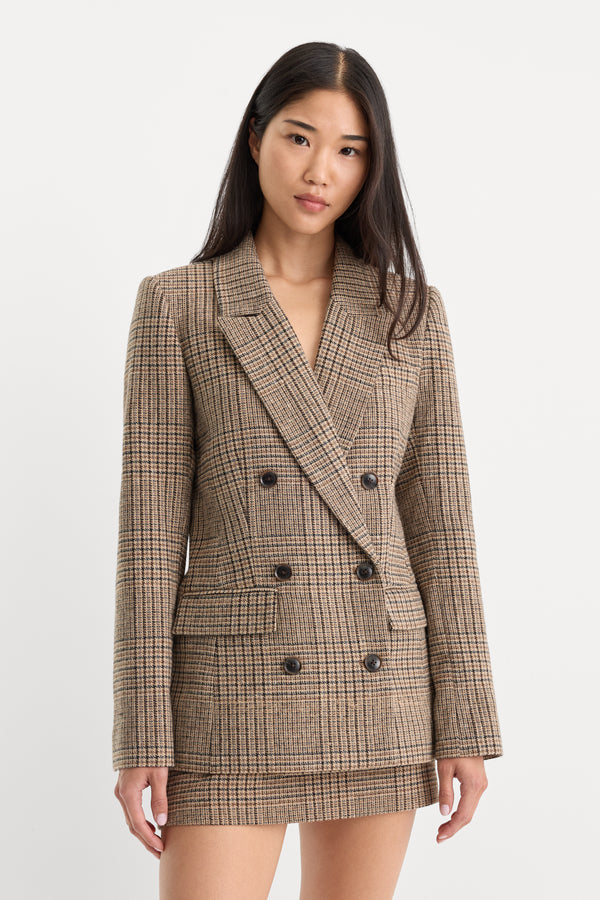 THE DOUBLE BREASTED BLAZER | BROWN PLAID
