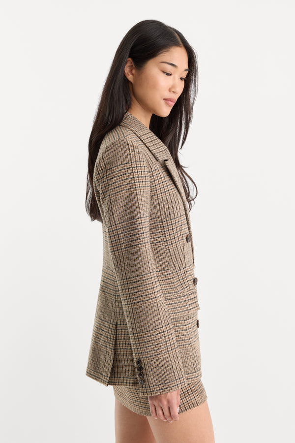 THE DOUBLE BREASTED BLAZER | BROWN PLAID