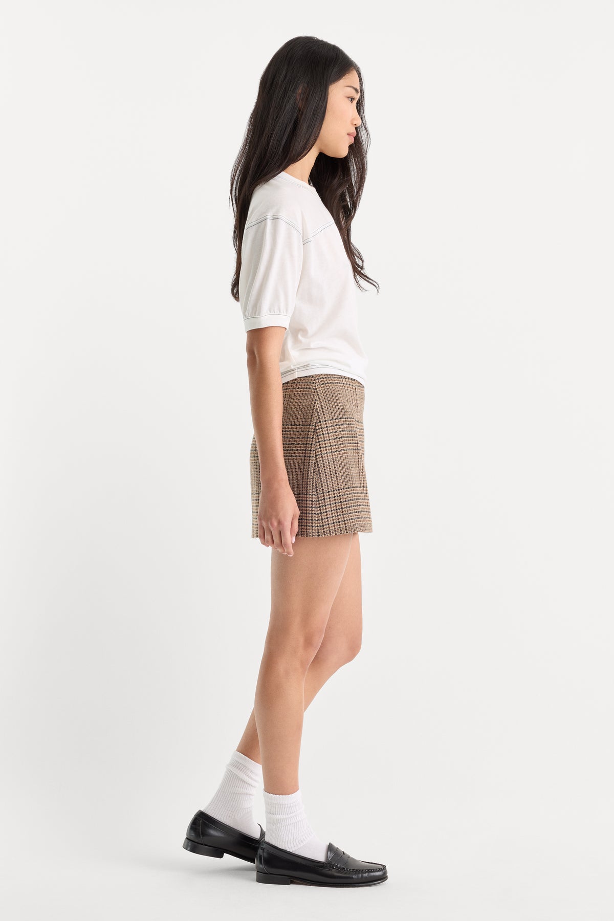 THE WOOL MINI SKIRT | BROWN PLAID