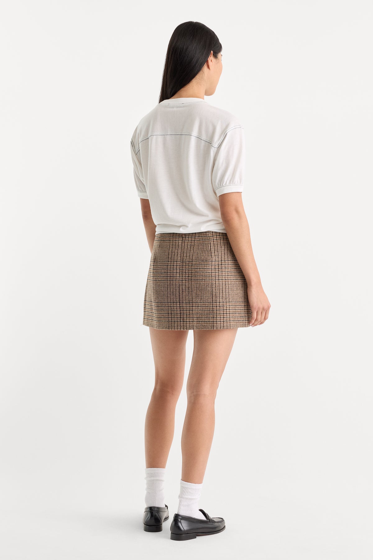 THE WOOL MINI SKIRT | BROWN PLAID
