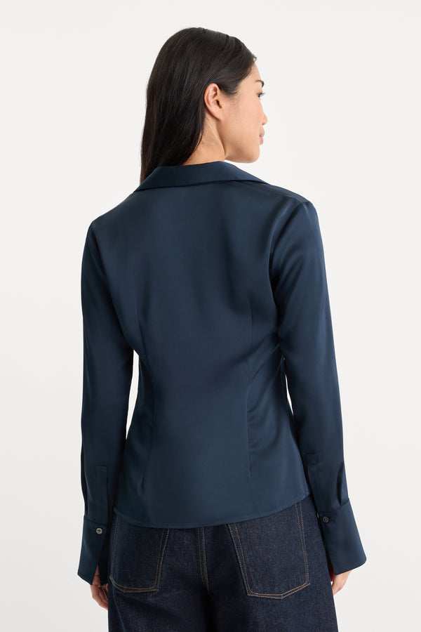 THE SATIN FEMME SHIRT | NEW NAVY002