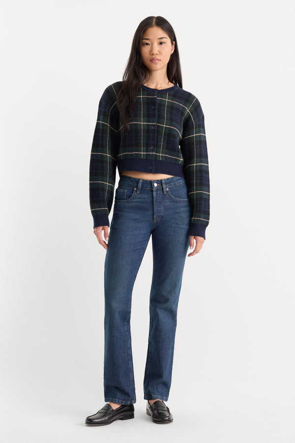 THE JAQUARD CARDIGAN | FOREST PLAID