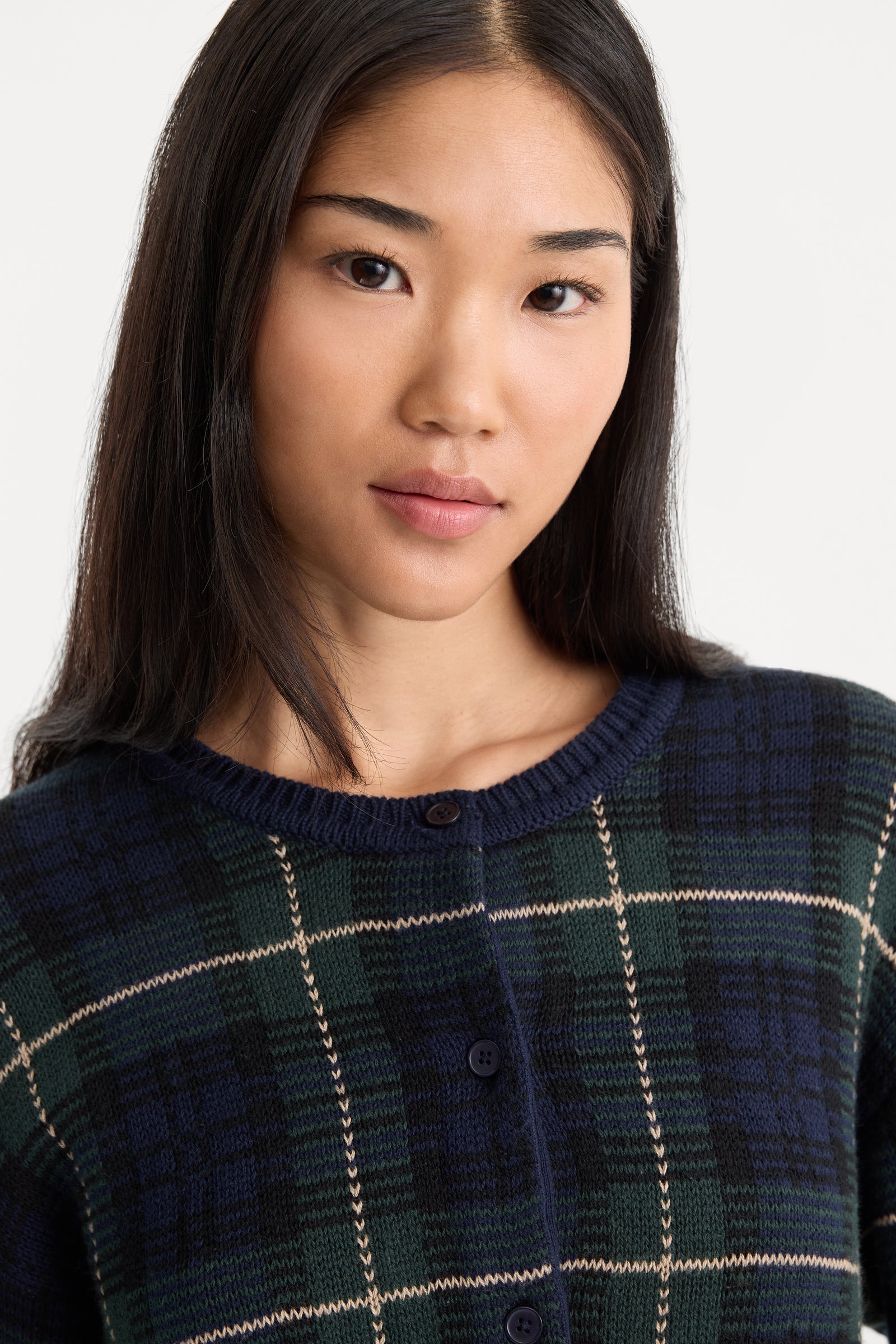 THE JAQUARD CARDIGAN | FOREST PLAID