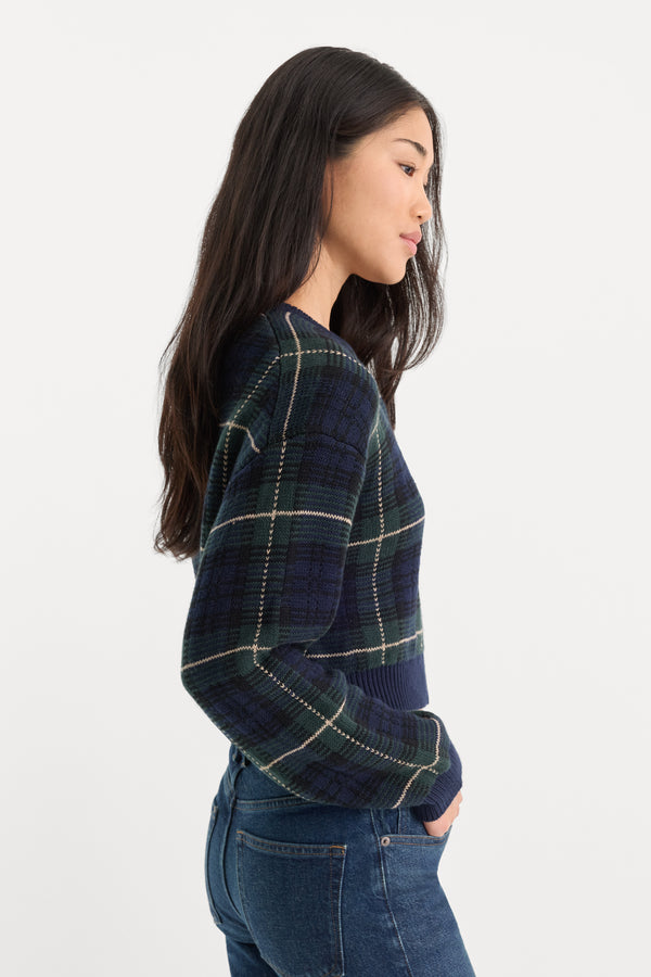 THE JAQUARD CARDIGAN | FOREST PLAID