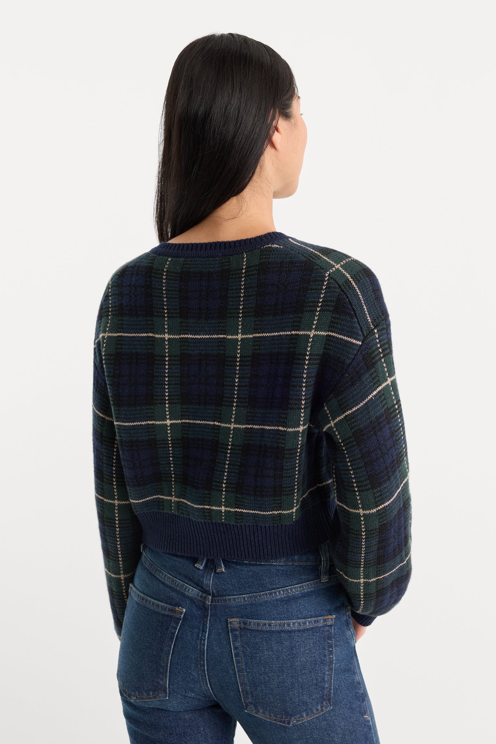 THE JAQUARD CARDIGAN | FOREST PLAID