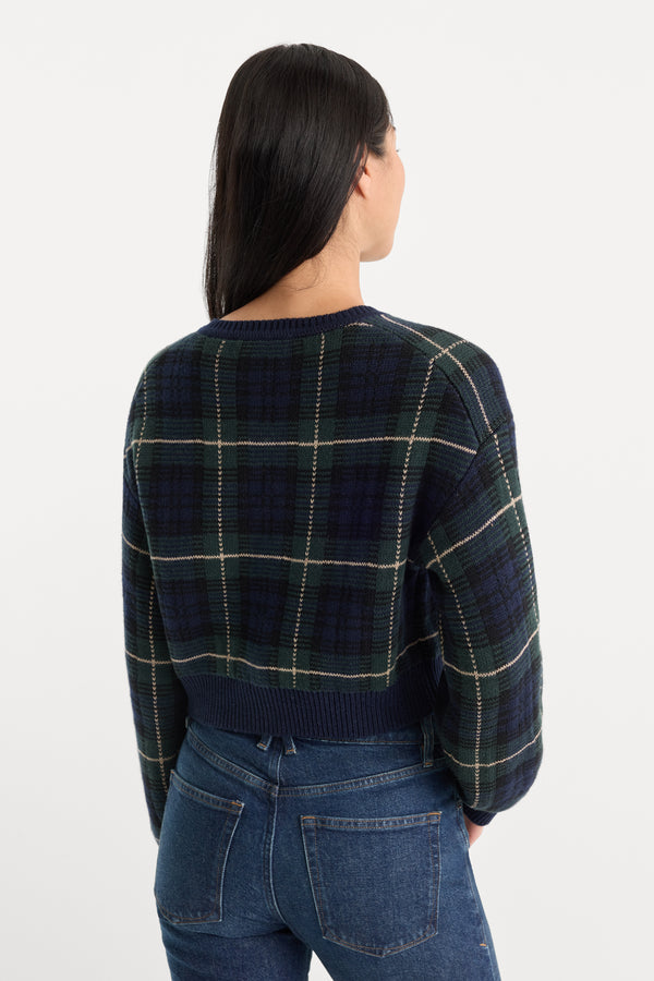 THE JAQUARD CARDIGAN | FOREST PLAID