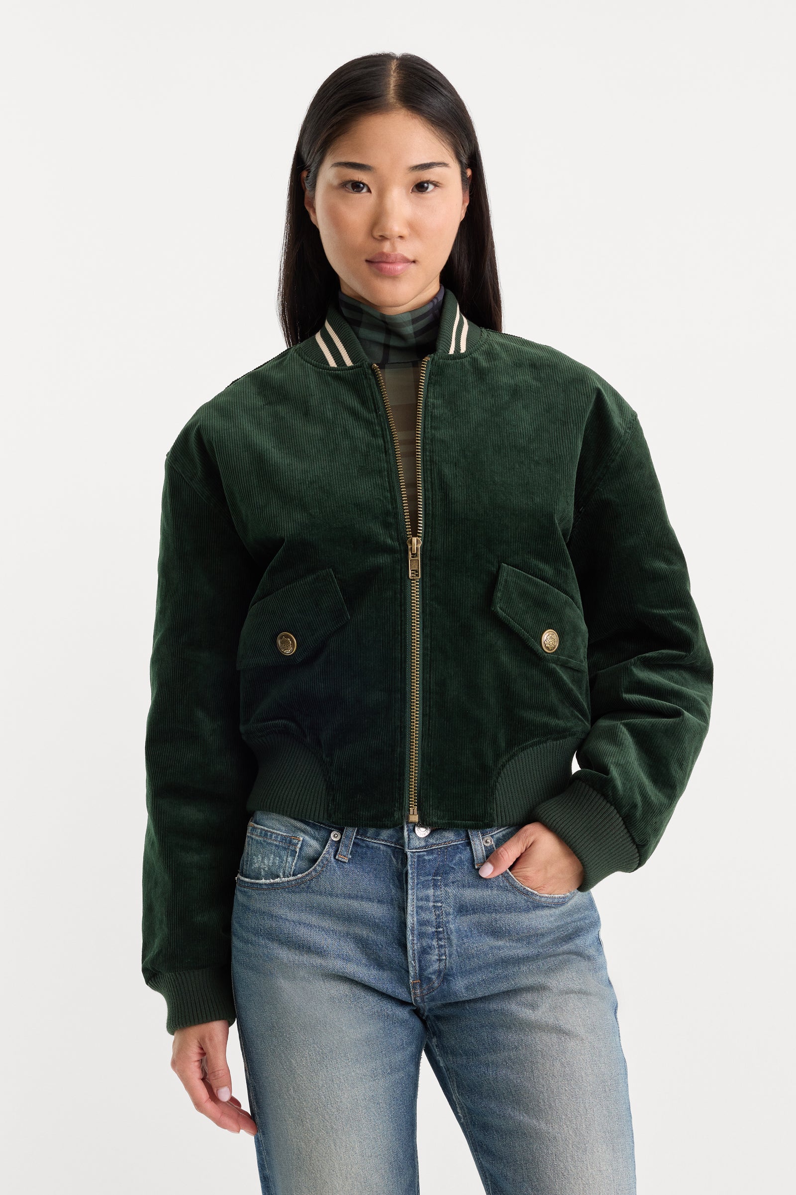 THE CORD VARSITY JACKET | FOREST GREEN