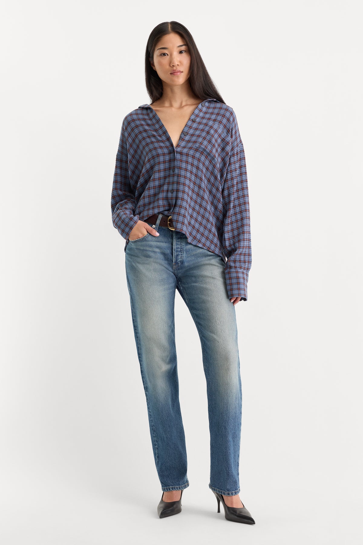 THE CRINKLE EASY SHIRT | BLUE PLAID