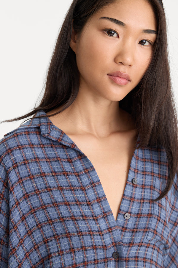 THE CRINKLE EASY SHIRT | BLUE PLAID