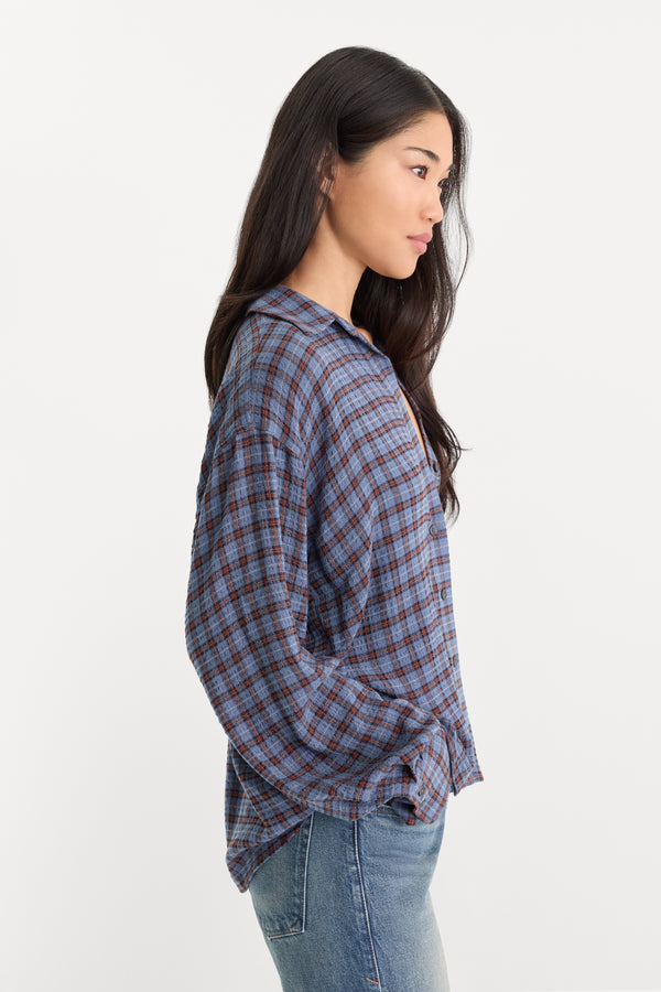THE CRINKLE EASY SHIRT | BLUE PLAID