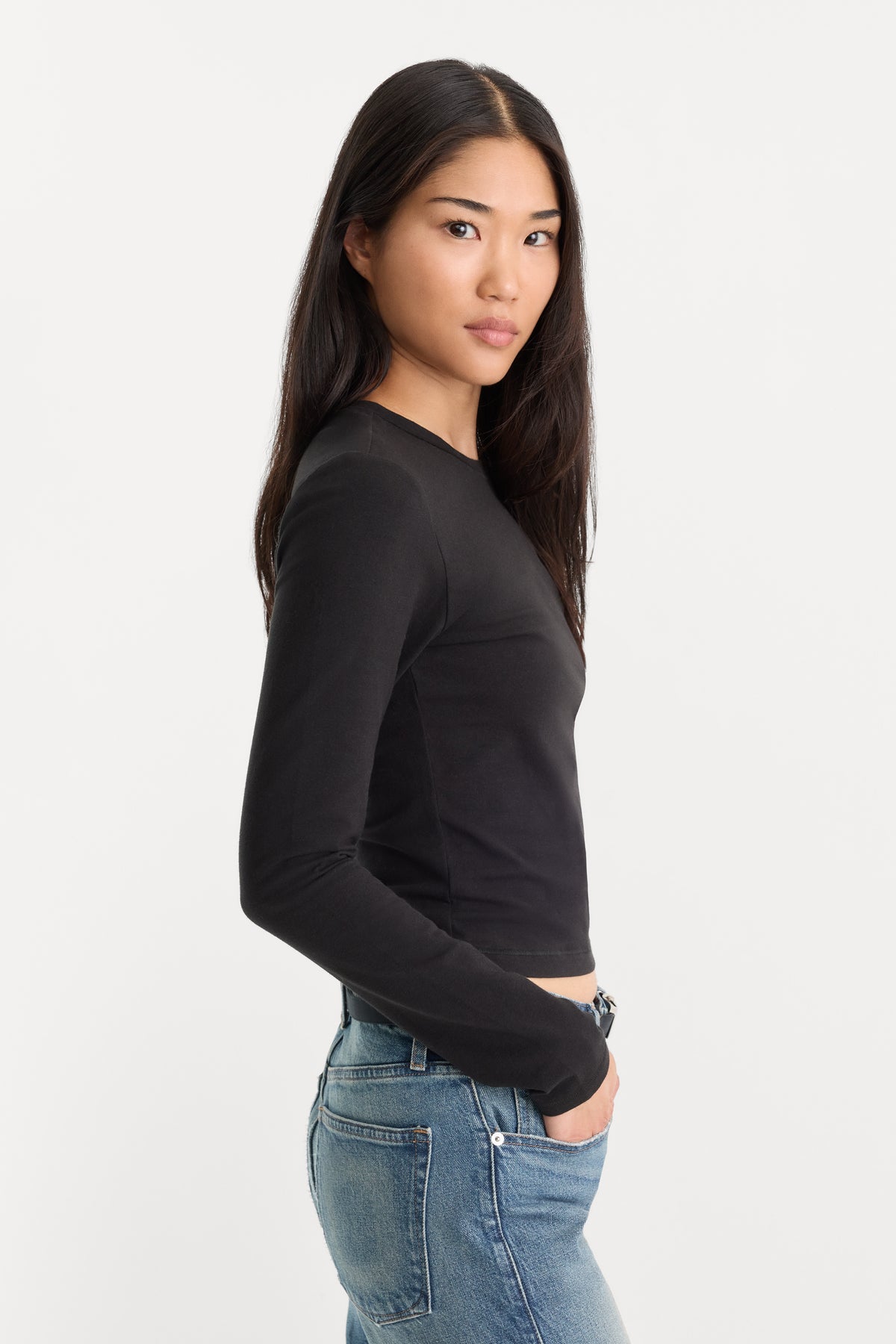 THE LONG SLEEVE BABY TEE | BLACK