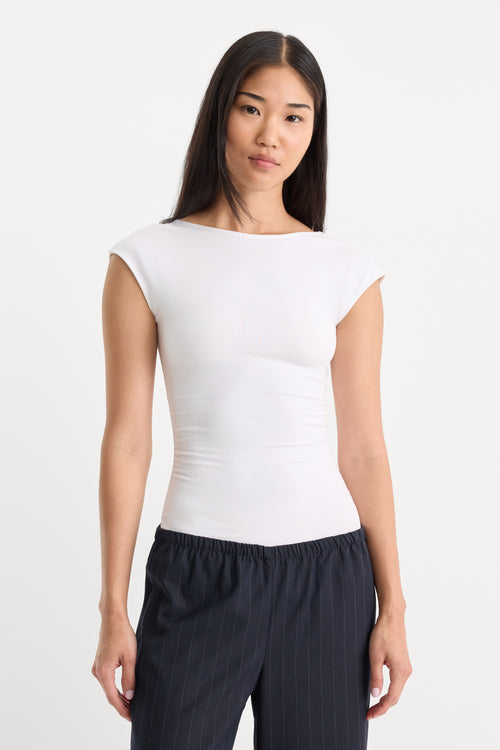 THE OPEN BACK BODYSUIT | WHITE001