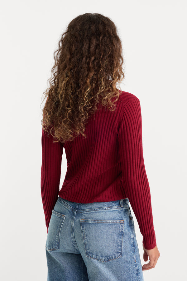 THE RIB POLO SWEATER | SYRAH-5 | GOOD AMERICAN | MODEL_A
