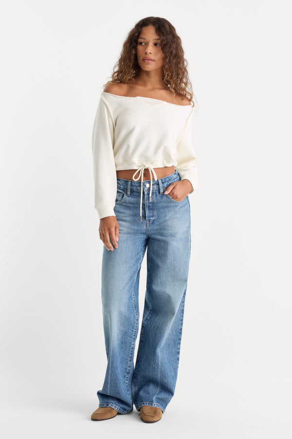 THE FRENCH TERRY TIE SWEATSHIRT | CHALK-4 | GOOD AMERICAN | MODEL