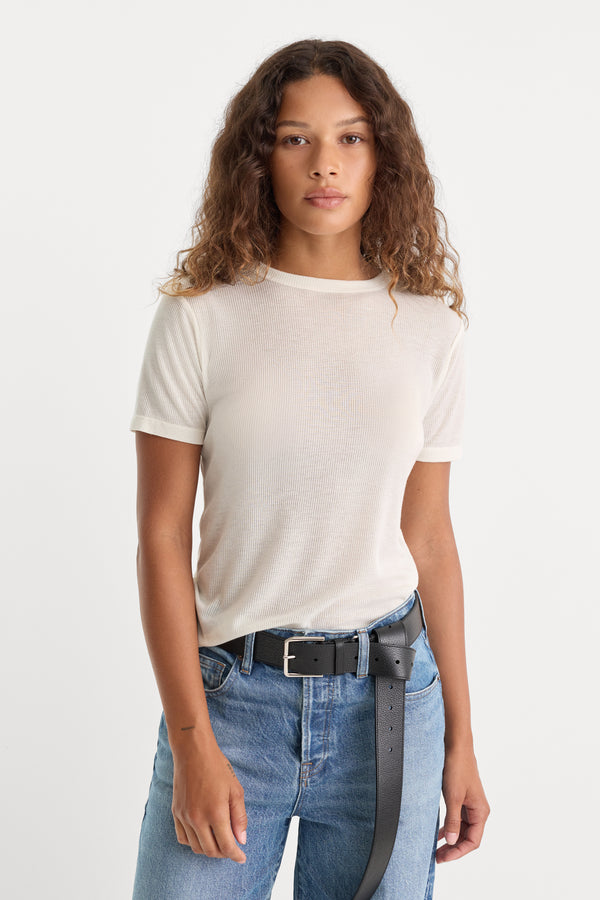 THE SHEER RIB TEE | PEARL-1 | GOOD AMERICAN | MODEL