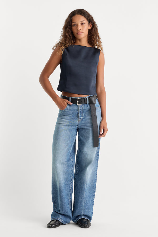 THE SATIN TOP | NEW NAVY002-5 | GOOD AMERICAN | MODEL_A
