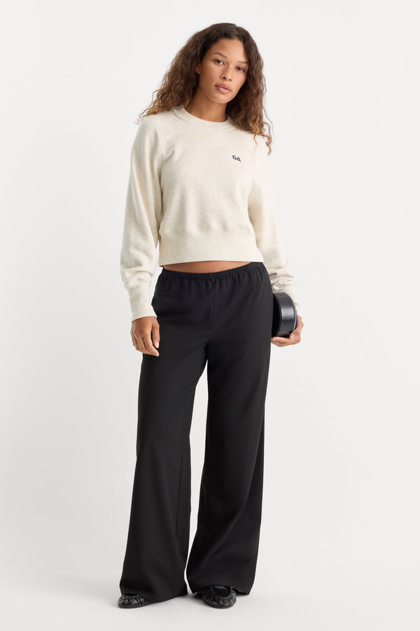 THE FRENCH TERRY RAGLAN SWEATSHIRT | OATMEAL HEATHER-4 | GOOD AMERICAN | MODEL_A