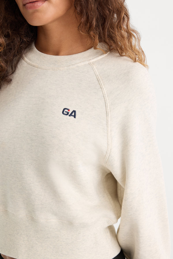 THE FRENCH TERRY RAGLAN SWEATSHIRT | OATMEAL HEATHER-2 | GOOD AMERICAN | MODEL_A