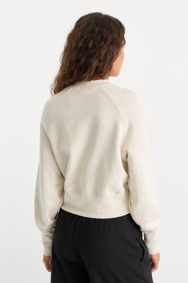 THE FRENCH TERRY RAGLAN SWEATSHIRT | OATMEAL HEATHER-5 | GOOD AMERICAN | MODEL_A
