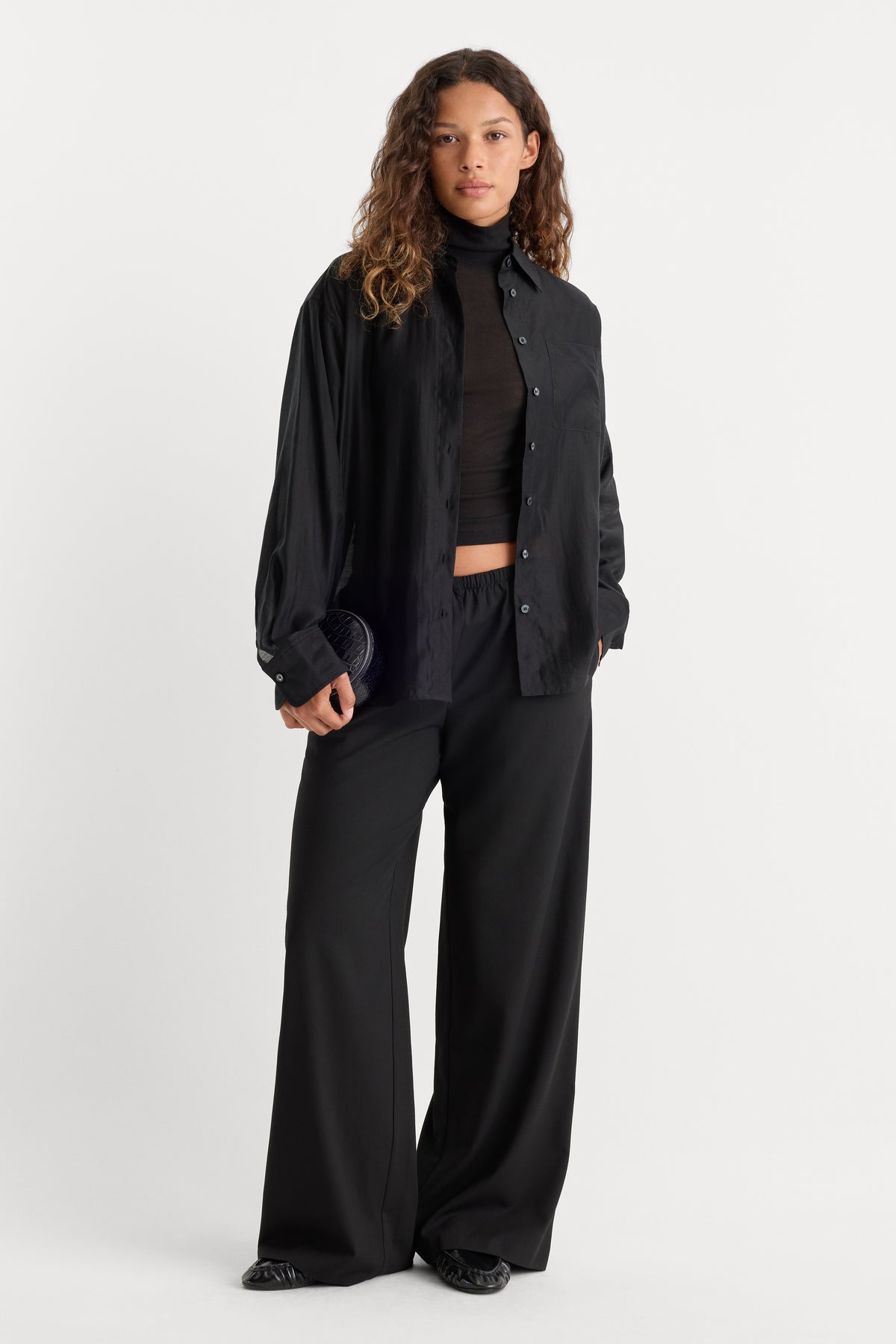 THE SHEER OVERSIZED SHIRT | BLACK001-4 | GOOD AMERICAN | MODEL_A