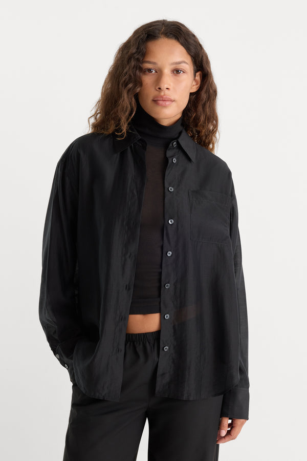 THE SHEER OVERSIZED SHIRT | BLACK001-1 | GOOD AMERICAN | MODEL_A