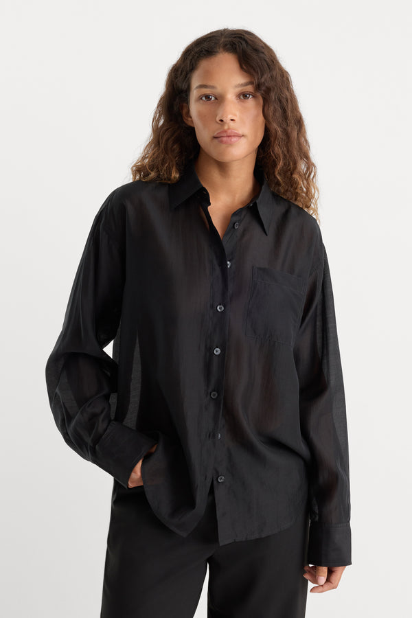 THE SHEER OVERSIZED SHIRT | BLACK001-3 | GOOD AMERICAN | MODEL_A