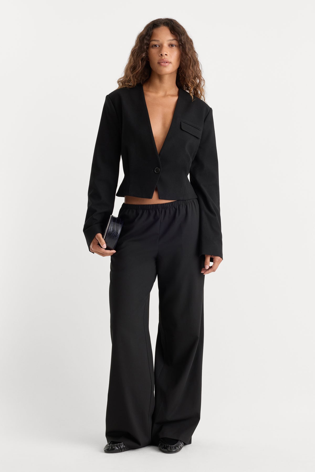 THE COLLARLESS BLAZER | BLACK001-5 | GOOD AMERICAN | MODEL_A