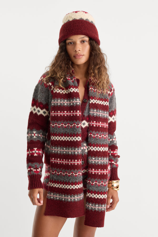 THE KNIT SCARF | BORDEAUX FAIR ISLE
