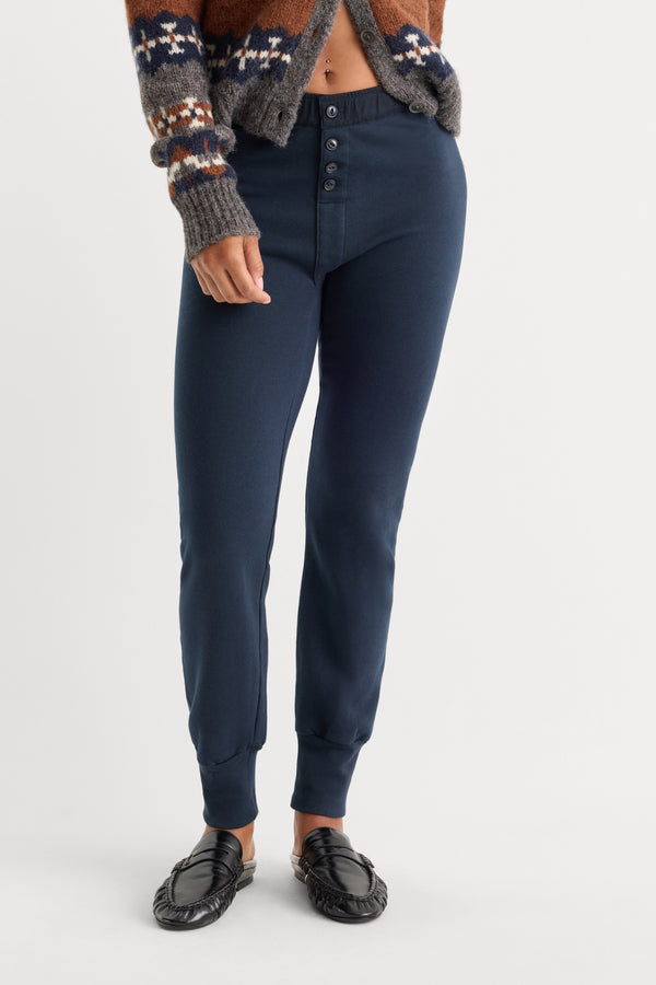 THE FRENCH TERRY BUTTON FRONT LEGGING | NEW NAVY002-3 | GOOD AMERICAN | MODEL_A