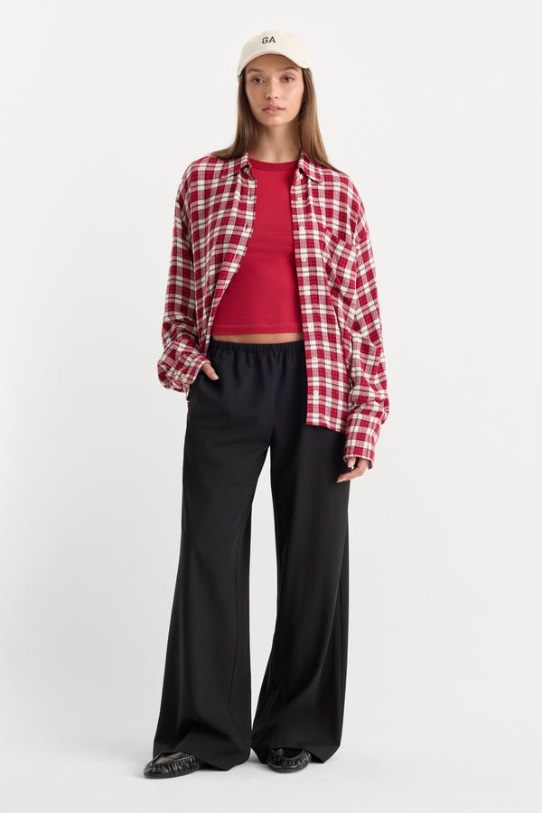 THE CRINKLE EASY SHIRT | CARMINE PLAID