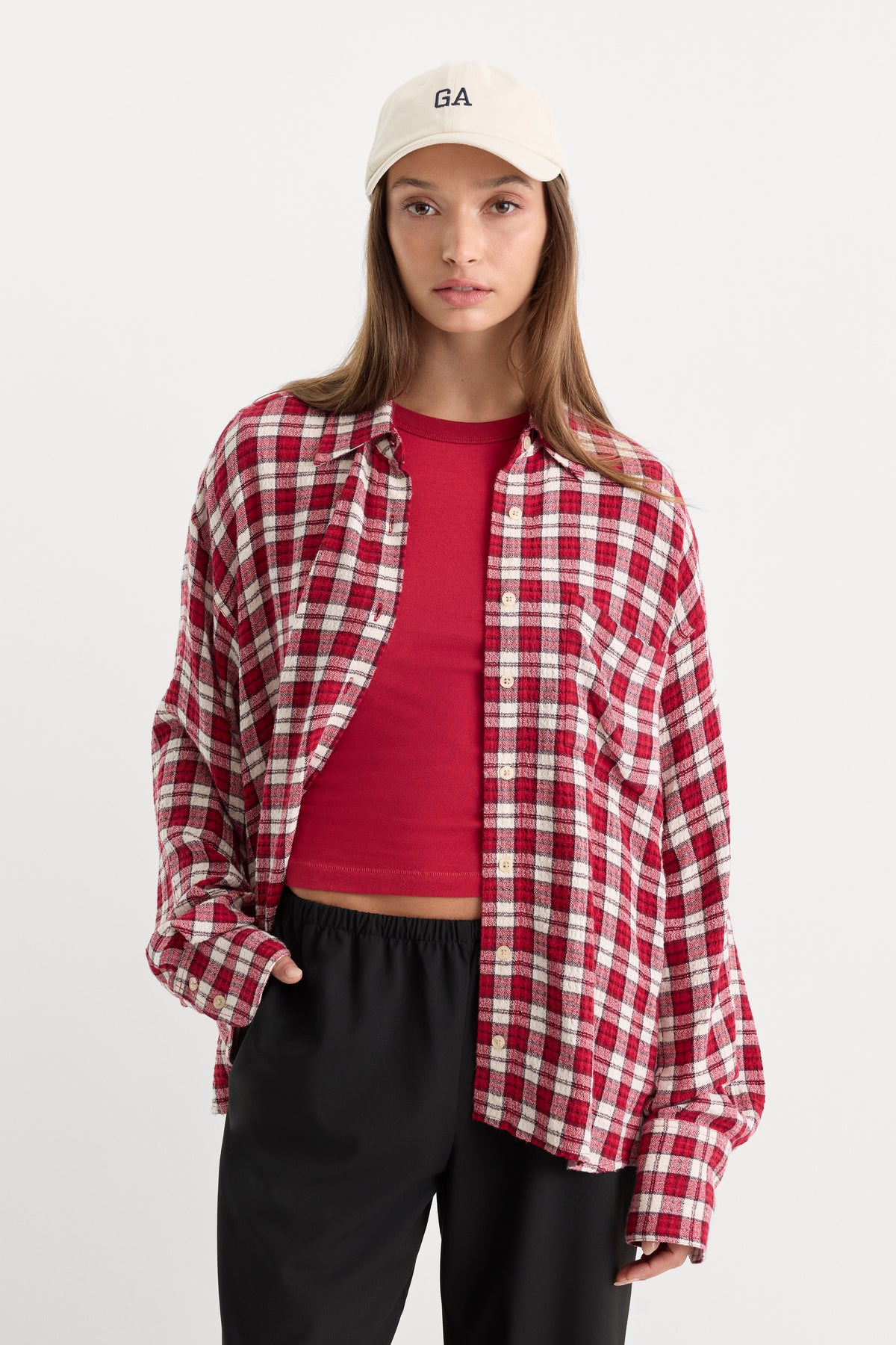 THE CRINKLE EASY SHIRT | CARMINE PLAID
