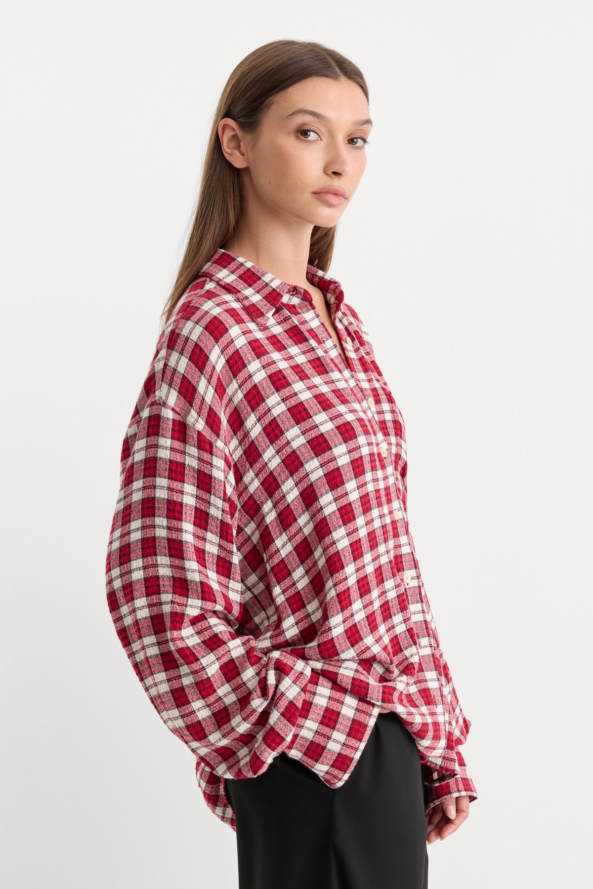 THE CRINKLE EASY SHIRT | CARMINE PLAID