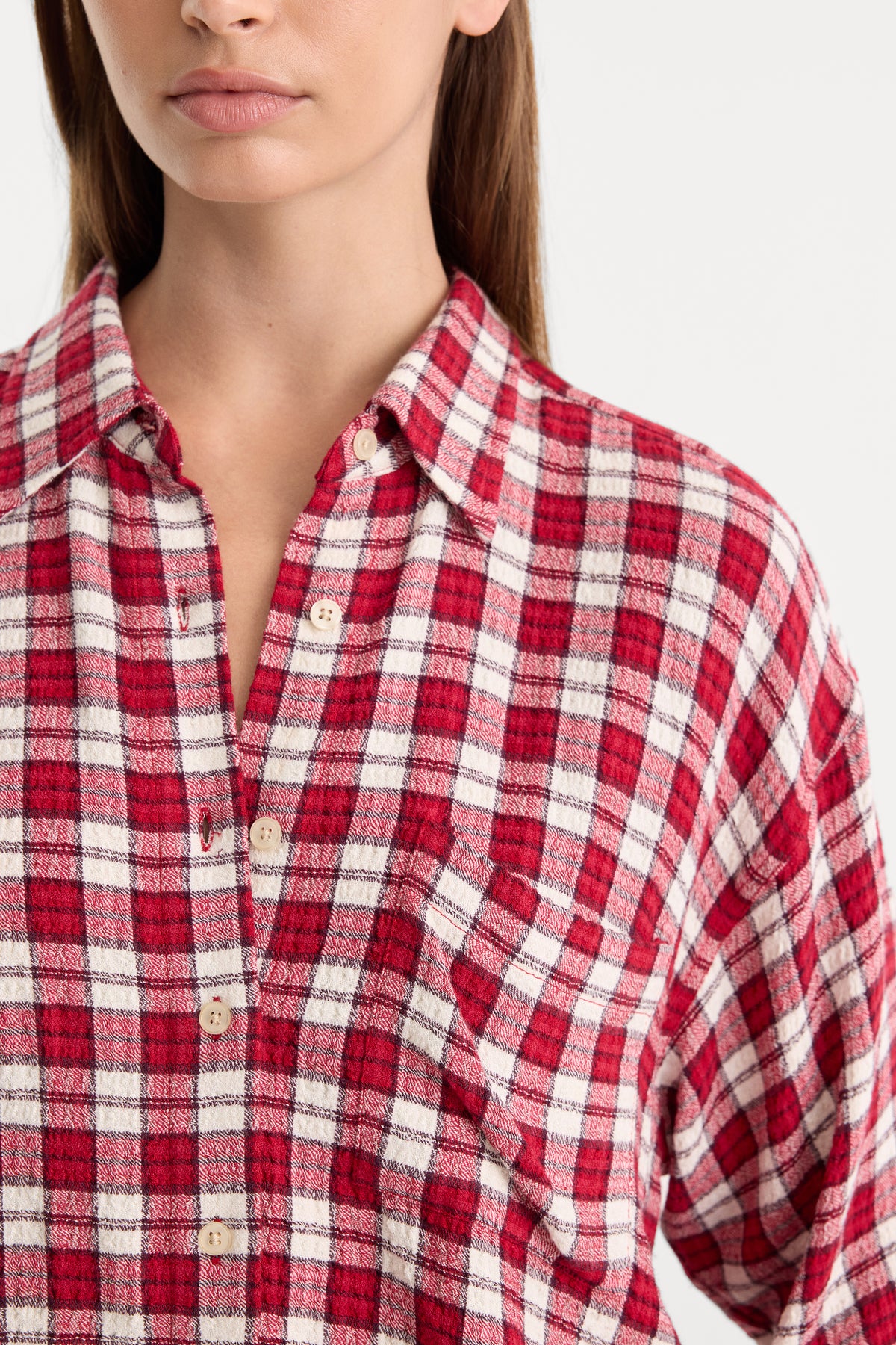 THE CRINKLE EASY SHIRT | CARMINE PLAID