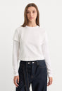 THE COMBO LAYERED TEE | CHALK WITH CHALK-1 | GOOD AMERICAN | MODEL