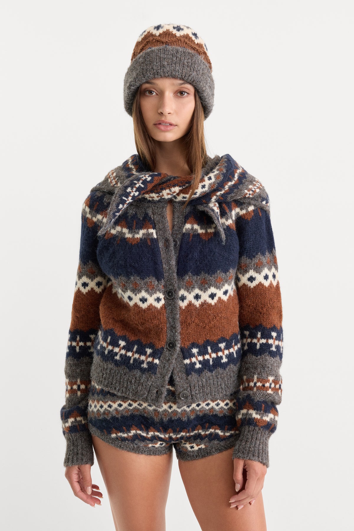 THE KNIT BEANIE | HEATHER GREY FAIRISLE