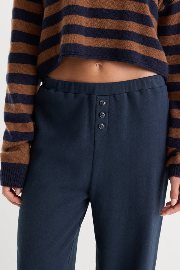 THE FRENCH TERRY BUTTON FRONT JOGGER | NEW NAVY002-3 | GOOD AMERICAN | MODEL_A
