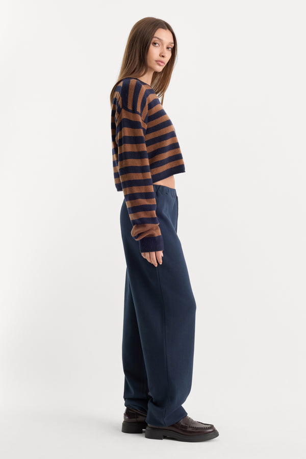 THE FRENCH TERRY BUTTON FRONT JOGGER | NEW NAVY002-4 | GOOD AMERICAN | MODEL_A