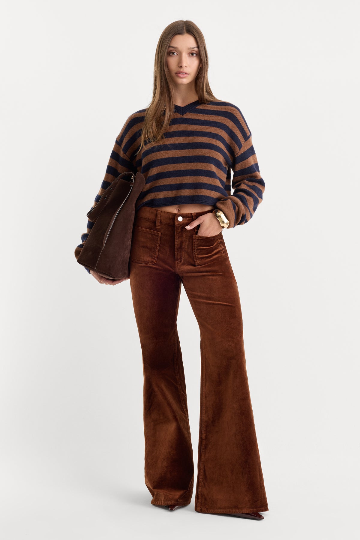 VELVET GOOD WAIST PALAZZO PANT | BRONZE