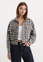 THE PATCH POCKET SHIRT | TAN PLAID-1 | GOOD AMERICAN | MODEL